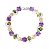 CZ Sparkling Purple Olive Green Charm Bracelet