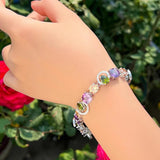 CZ Sparkling Purple Olive Green Charm Bracelet