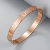 Cross Pattern Bracelet Open Bangle Spanish Scripture Stainless Steel