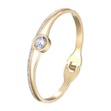 Zircon & Crystal Bracelet Stainless Steel Bangle for Women