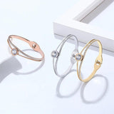 Zircon & Crystal Bracelet Stainless Steel Bangle for Women