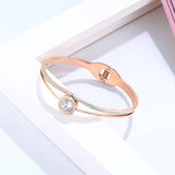 Zircon & Crystal Bracelet Stainless Steel Bangle for Women