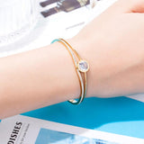 Zircon & Crystal Bracelet Stainless Steel Bangle for Women