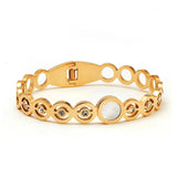 Stainless Steel CZ Cuff Bracelet Bangle Shell Crystal Wristband Female Jewelry