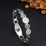 Stainless Steel CZ Cuff Bracelet Bangle Shell Crystal Wristband Female Jewelry
