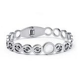 Stainless Steel CZ Cuff Bracelet Bangle Shell Crystal Wristband Female Jewelry