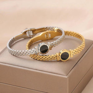 Stainless Steel Bangles Watch Shape Roman Numerals Bracelet