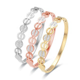 Rose Golden Hollow Crystal Bracelet Cuff Bangle