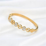 Rose Golden Hollow Crystal Bracelet Cuff Bangle