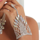 Rhinestone Harness Bracelet Finger Chain Crystal Bangle