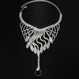 Rhinestone Harness Bracelet Finger Chain Crystal Bangle