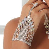 Rhinestone Harness Bracelet Finger Chain Crystal Bangle