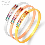 Colorful Rhinestone Titanium Steel Bracelet Women Jewelry Bangles