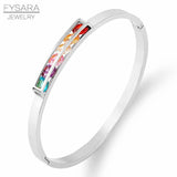 Colorful Rhinestone Titanium Steel Bracelet Women Jewelry Bangles