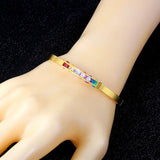 Colorful Rhinestone Titanium Steel Bracelet Women Jewelry Bangles