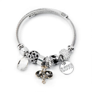 LOVE Letter Bracelets Femme Crystal Stainless Steel Jewelry