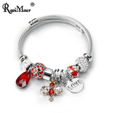 LOVE Letter Bracelets Femme Crystal Stainless Steel Jewelry