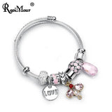 LOVE Letter Bracelets Femme Crystal Stainless Steel Jewelry