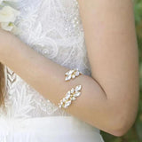 Leaf Bangle Bracelet Wedding Accessories Crystal Jewelry Gift