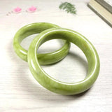 Hand-Carved Green Jade Stone Bangle Bracelet for Men Women