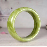 Hand-Carved Green Jade Stone Bangle Bracelet for Men Women