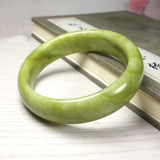 Hand-Carved Green Jade Stone Bangle Bracelet for Men Women