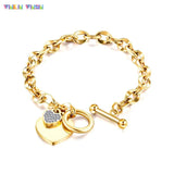 Heart Pendant Women Bracelets Titanium Steel Chain