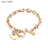 Heart Pendant Women Bracelets Titanium Steel Chain