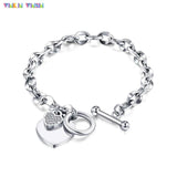 Heart Pendant Women Bracelets Titanium Steel Chain