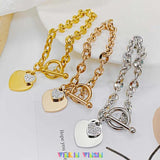 Heart Pendant Women Bracelets Titanium Steel Chain