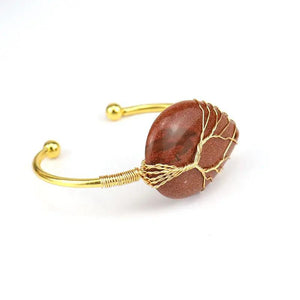 Adjustable Tree of Life Crystal Bangle Bracelet