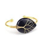 Adjustable Tree of Life Crystal Bangle Bracelet