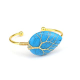Adjustable Tree of Life Crystal Bangle Bracelet
