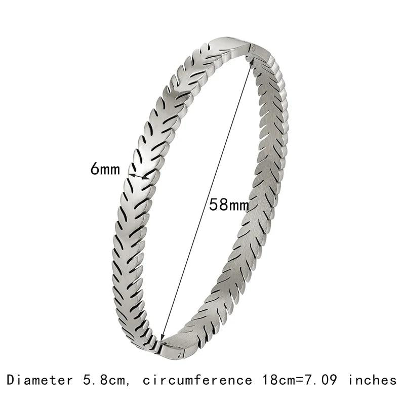 Unique Cut Edge Leaf Shape Stainless Steel Bracelet Love Bangle