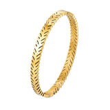 Unique Cut Edge Leaf Shape Stainless Steel Bracelet Love Bangle