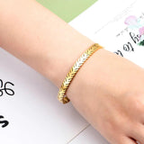 Unique Cut Edge Leaf Shape Stainless Steel Bracelet Love Bangle