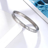 Unique Cut Edge Leaf Shape Stainless Steel Bracelet Love Bangle
