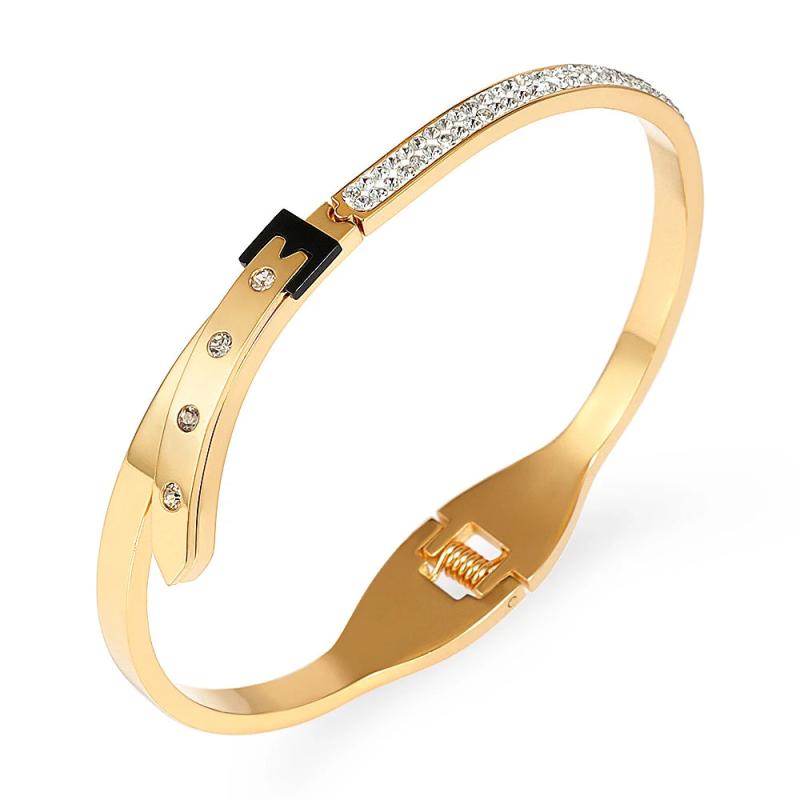 Rivet Bangles Bracelets Steel Lock Crystals Punk Jewelry