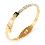 Rivet Bangles Bracelets Steel Lock Crystals Punk Jewelry