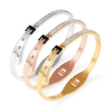 Rivet Bangles Bracelets Steel Lock Crystals Punk Jewelry