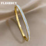 Rhombic Zircon Stainless Steel Bangles Bracelets for Women
