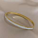 Rhombic Zircon Stainless Steel Bangles Bracelets for Women