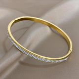 Rhombic Zircon Stainless Steel Bangles Bracelets for Women