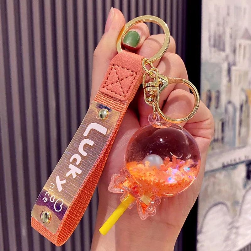 Oil Lollipop Rainbow Bean Keychain Couple Accessories Key Chain