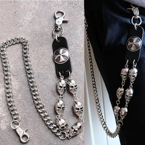 Men's Skull Charm Biker Wallet Chain Keyring