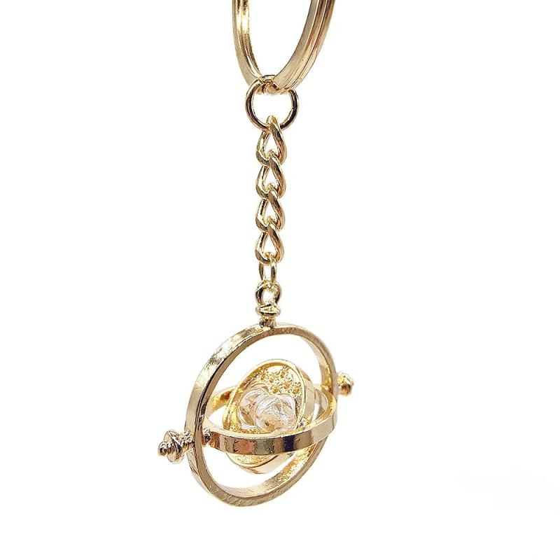 Hourglass Keychain Sand Timer Swivel Metal Pendant Creative Key Rings for Men