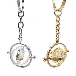 Hourglass Keychain Sand Timer Swivel Metal Pendant Creative Key Rings for Men