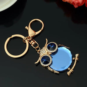 Owl Crystal Keychain Rhinestone Trinket Car Key Holder Bag Pendant J2425