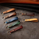 Vintage Leather Keychain for Men Women Car Key Holder