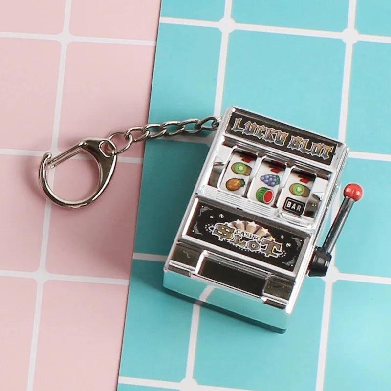 Mini Slot Machine Key Chain Pocket Lucky Jackpot Toy